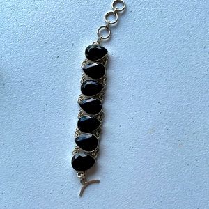Silver and onyx bracelet
